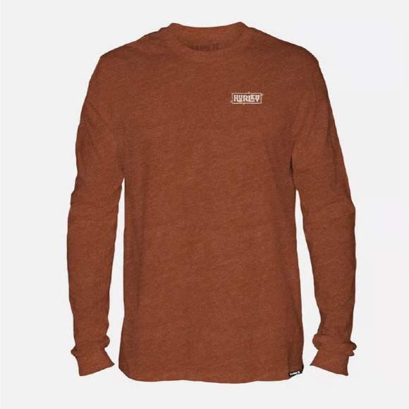 Hurley Everyday Island Vibes Long Sleeve Tee Lg. Brickyard Heather NEW With Tags - Picture 2 of 2